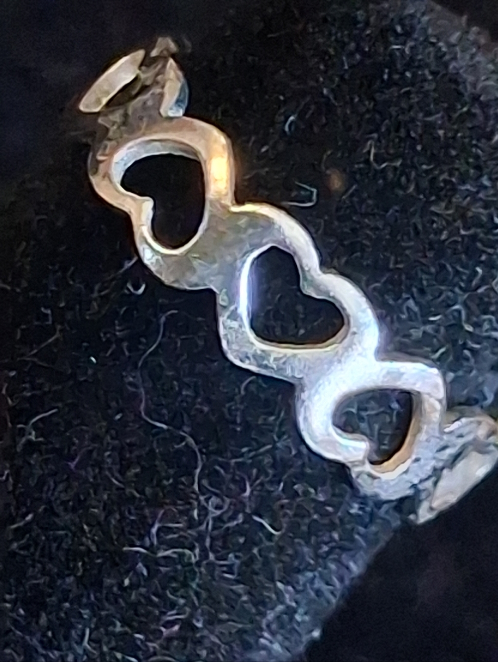 Sterling Silver Heart Link Child's Ring Size 2 Adjustable